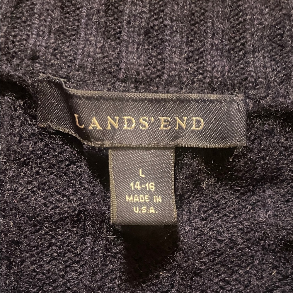Lands' End Dark Blue Knit Kaschmir Sweater - Picture 2 of 6